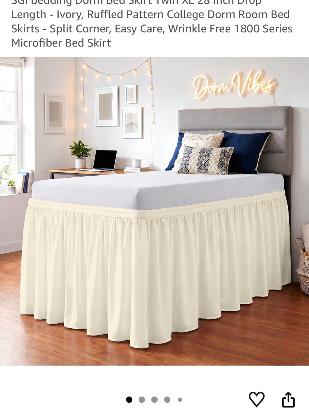 Twin XL College Dorm Dust Ruffle